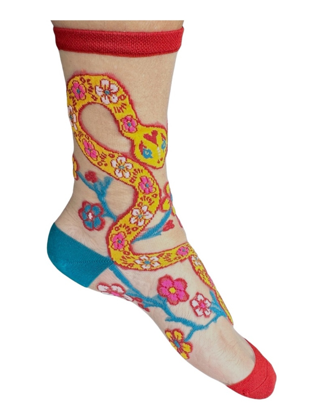 SOCK CANDY Women’s Multicolor Sheer Socks ONE SIZE Year of the Snake